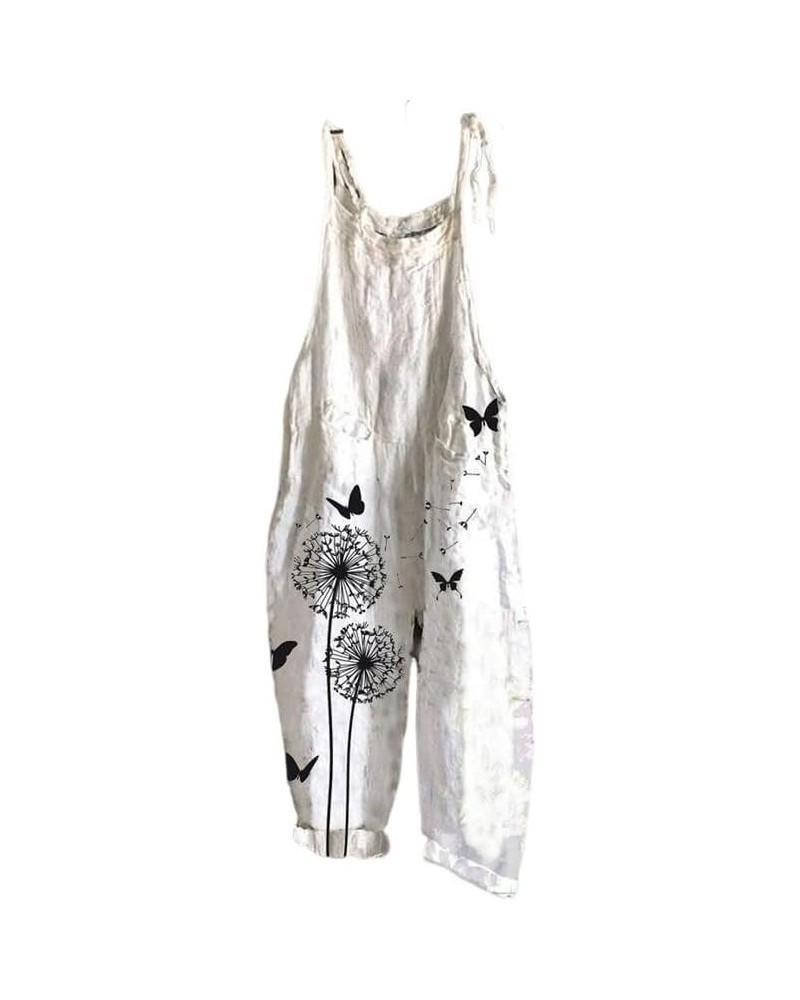 Womens Floral Printed Bohemian Jumpsuits Sleeveless Spaghetti Strap Rompers Wide Leg Bib Overall with Two Pockets P16 $14.57 ...