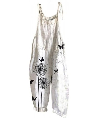 Womens Floral Printed Bohemian Jumpsuits Sleeveless Spaghetti Strap Rompers Wide Leg Bib Overall with Two Pockets P16 $14.57 ...