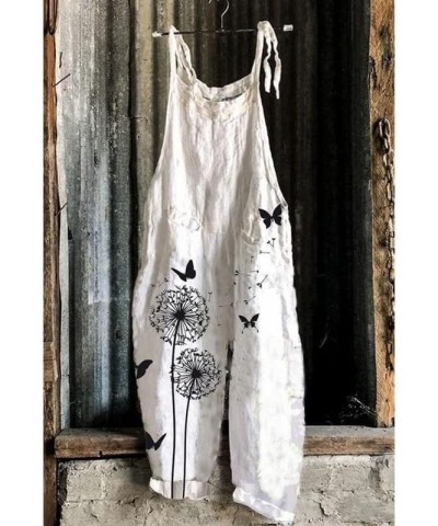 Womens Floral Printed Bohemian Jumpsuits Sleeveless Spaghetti Strap Rompers Wide Leg Bib Overall with Two Pockets P16 $14.57 ...