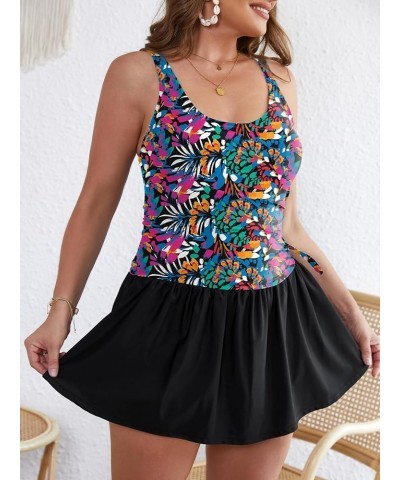 Women's Plus Size One Piece Swimdress Skirted Swimsuit S-3XL Tie Dye $28.19 Swimsuits