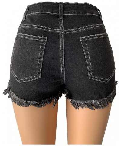 Womens Ripped Denim Shorts Mid Rise Body Enhancing Curvy Cutoff Distressed Jeans Black Washed $17.84 Shorts