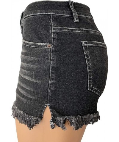 Womens Ripped Denim Shorts Mid Rise Body Enhancing Curvy Cutoff Distressed Jeans Black Washed $17.84 Shorts