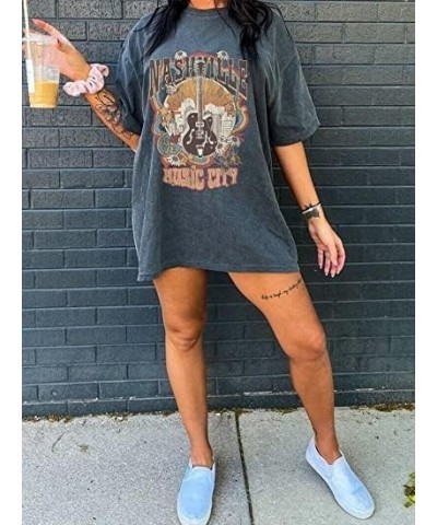 Womens Grunge Oversized Tshirt Shirts Boyfriend Baggy Crewneck Short Sleeve Graphic Tees for Women H-dark Grey $10.59 T-Shirts