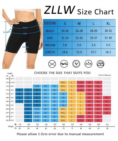 Women's High Waist Cute Print Workout Yoga Shorts, 5 inch Squat Proof Biker Shorts Stretch Athletic Running Shorts Black $9.0...