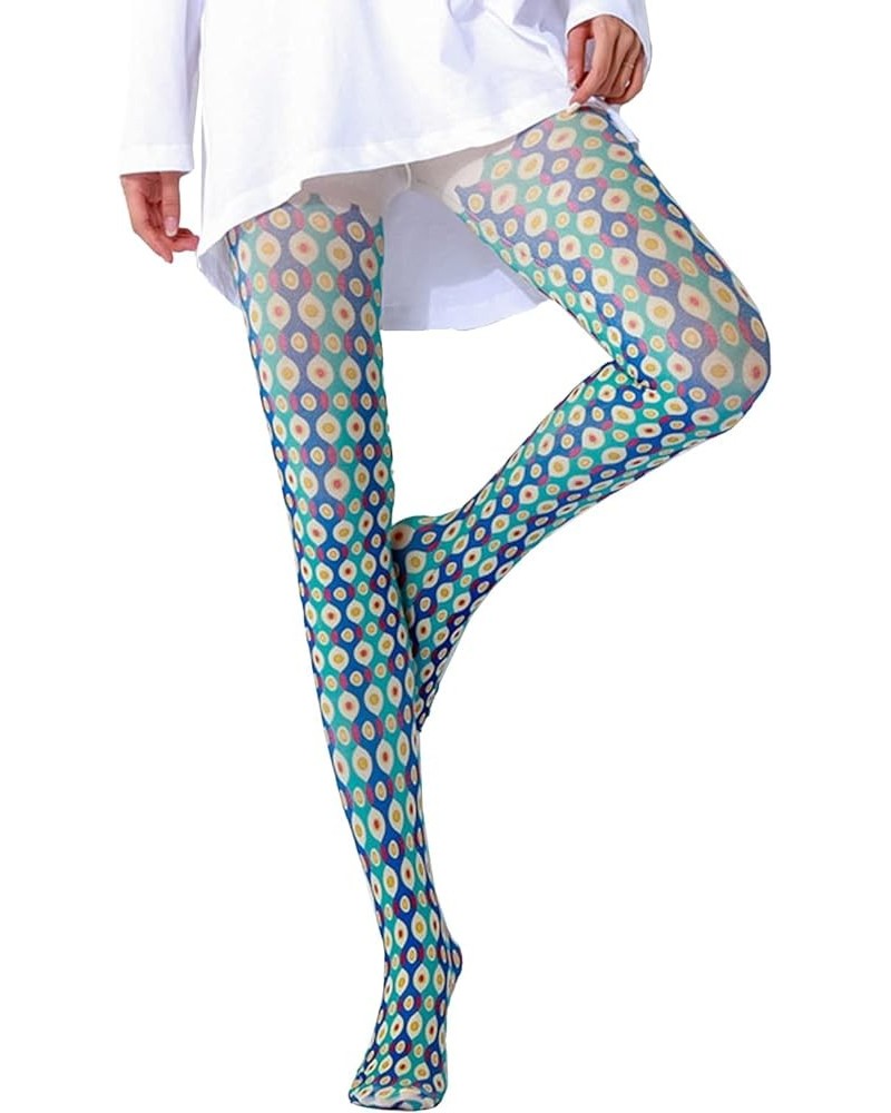 Women Tights, Sheer High Waist Pantyhose, Vintage Control Top Stockings, Siwa 3 Blue Pop Art $19.71 Socks