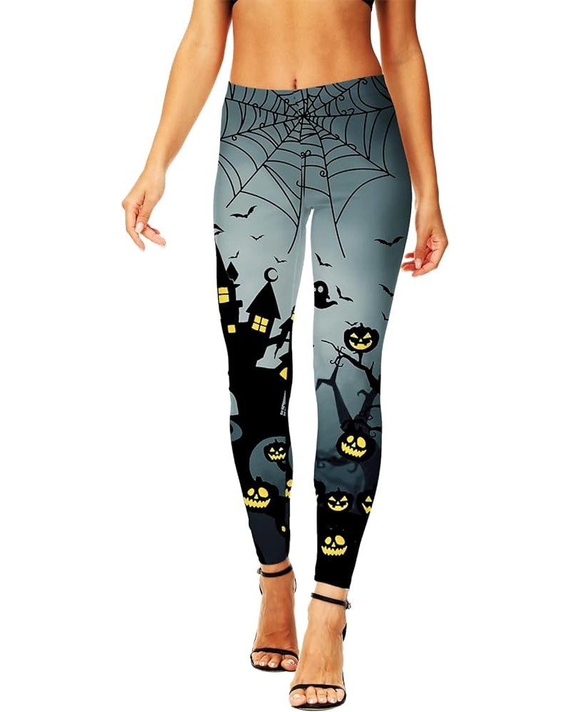 Women's Christmas Leggings Stretchy Graphic Printed Legging Tights Castle Dark $10.25 Leggings