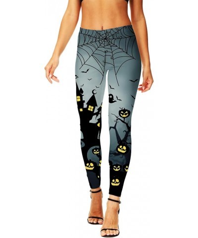 Women's Christmas Leggings Stretchy Graphic Printed Legging Tights Castle Dark $10.25 Leggings