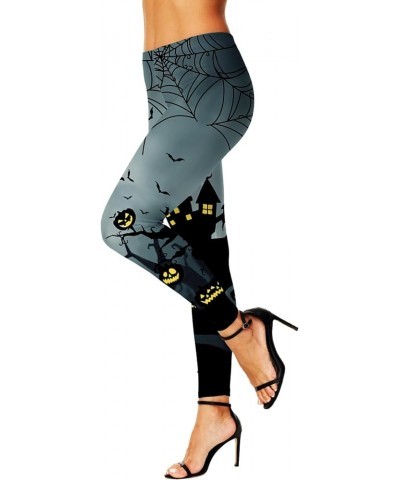 Women's Christmas Leggings Stretchy Graphic Printed Legging Tights Castle Dark $10.25 Leggings