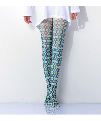 Women Tights, Sheer High Waist Pantyhose, Vintage Control Top Stockings, Siwa 3 Blue Pop Art $19.71 Socks