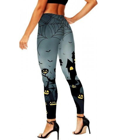 Women's Christmas Leggings Stretchy Graphic Printed Legging Tights Castle Dark $10.25 Leggings