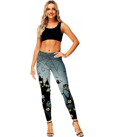 Women's Christmas Leggings Stretchy Graphic Printed Legging Tights Castle Dark $10.25 Leggings