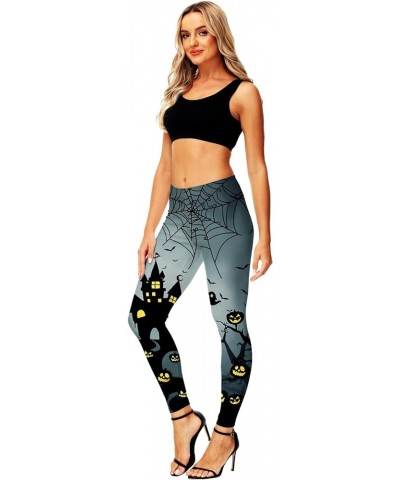 Women's Christmas Leggings Stretchy Graphic Printed Legging Tights Castle Dark $10.25 Leggings