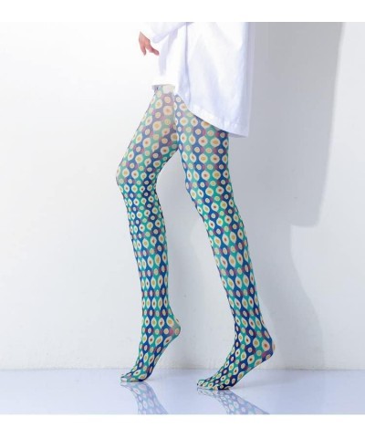 Women Tights, Sheer High Waist Pantyhose, Vintage Control Top Stockings, Siwa 3 Blue Pop Art $19.71 Socks