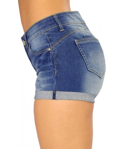 Women Casual Summer Mid Waist Stretchy Denim Jean Shorts Junior Short Jeans Darkblue3 $13.95 Shorts