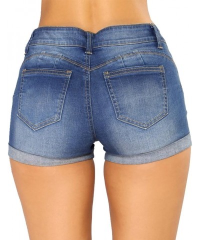 Women Casual Summer Mid Waist Stretchy Denim Jean Shorts Junior Short Jeans Darkblue3 $13.95 Shorts