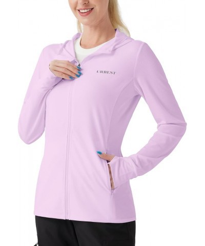 Women's UPF 50+ Sun Protection Hoodie Jacket Long Sleeve Sun Shirts Hiking Outdoor Performance with Pockets Pink $12.59 Jackets