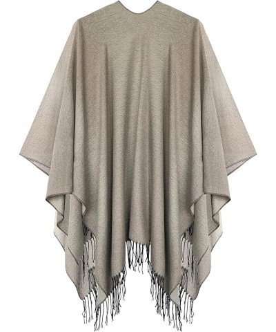 Women's Printed Tassel Open Front Poncho Cape Cardigan Wrap Shawl Series 16-light Grey $19.90 Sweaters