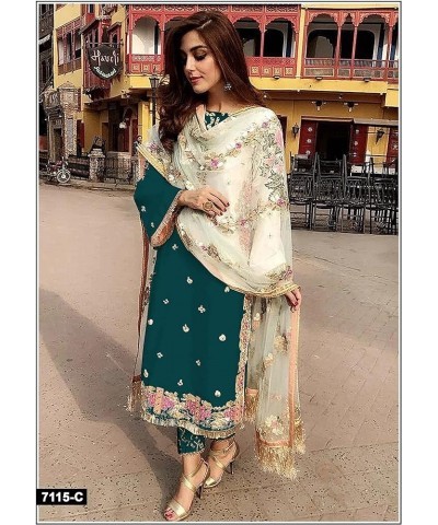 Ready to wear straight salwar kameez suit for women (2209) Turquoise $33.60 Dresses