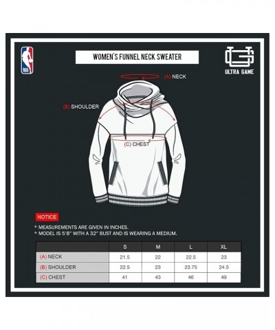 NBA Women's Super Soft Pullover Hoodie Funnel Sweatshirt Washington Wizards Team Color $11.27 Hoodies & Sweatshirts