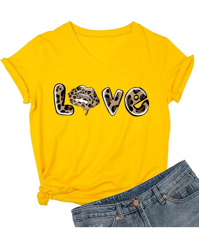 Graphic Tees Cute Funny V-Neck Shirt Tops Yellow $11.20 T-Shirts