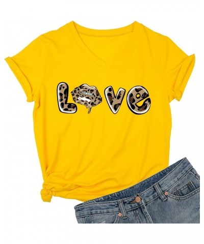 Graphic Tees Cute Funny V-Neck Shirt Tops Yellow $11.20 T-Shirts