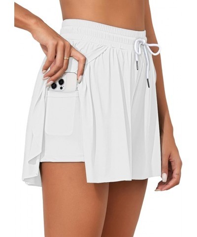 Women's 3" High Waisted Swim Skirt Shorts Flowy Quick Dry Elastic Waist Swim Bottoms with Pockets White $14.03 Swimsuits