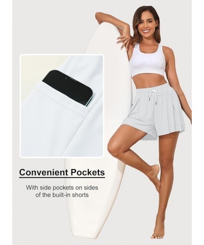 Women's 3" High Waisted Swim Skirt Shorts Flowy Quick Dry Elastic Waist Swim Bottoms with Pockets White $14.03 Swimsuits