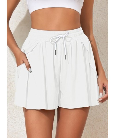 Women's 3" High Waisted Swim Skirt Shorts Flowy Quick Dry Elastic Waist Swim Bottoms with Pockets White $14.03 Swimsuits