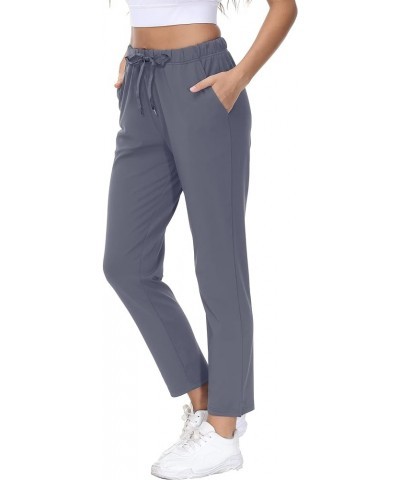 Women's Ankle Pant Autumn Pants with Pockets Ankle Pants - Grey $14.88 Activewear