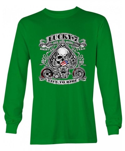 Lucky 7 Live to Ride - Motorcycle Biker Unisex Long Sleeve Shirt Kelly $10.56 T-Shirts