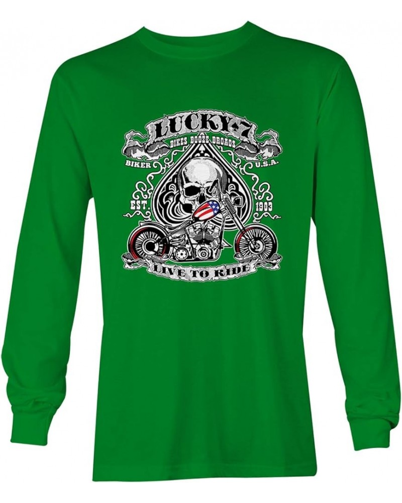 Lucky 7 Live to Ride - Motorcycle Biker Unisex Long Sleeve Shirt Kelly $10.56 T-Shirts