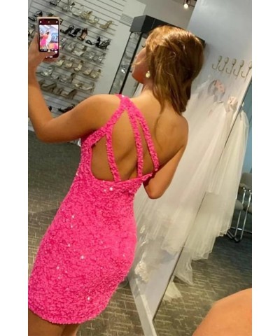 Women's One Shoulder Sequin Homecoming Dresses Short for Teens Tight Glitter Sparkly Prom Cocktail Gowns Silver $25.44 Dresses