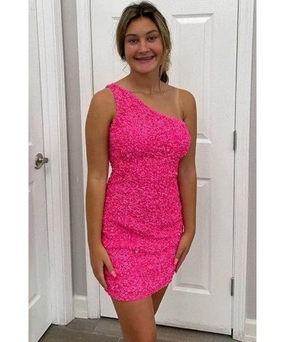 Women's One Shoulder Sequin Homecoming Dresses Short for Teens Tight Glitter Sparkly Prom Cocktail Gowns Silver $25.44 Dresses