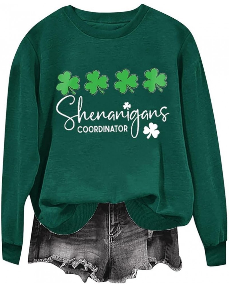 St. Patrick's Day Sweatshirt for Women Long Sleeve Casual Loose Pullover Tops Trendy Blouses Clover Graphic Shirts T20green L...