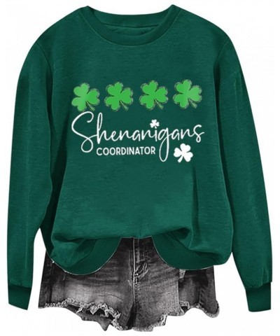 St. Patrick's Day Sweatshirt for Women Long Sleeve Casual Loose Pullover Tops Trendy Blouses Clover Graphic Shirts T20green L...