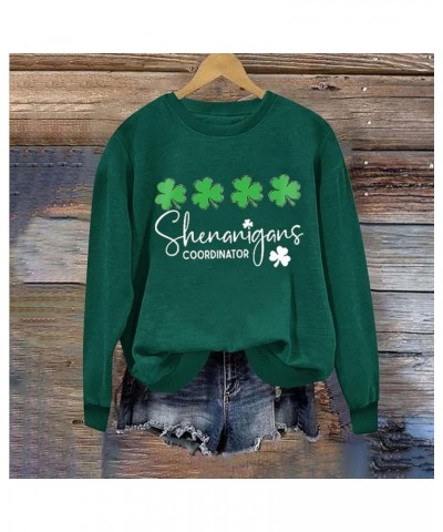 St. Patrick's Day Sweatshirt for Women Long Sleeve Casual Loose Pullover Tops Trendy Blouses Clover Graphic Shirts T20green L...