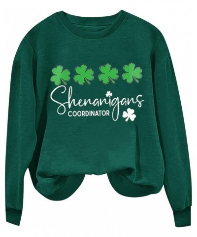 St. Patrick's Day Sweatshirt for Women Long Sleeve Casual Loose Pullover Tops Trendy Blouses Clover Graphic Shirts T20green L...