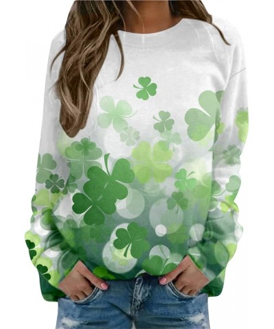 St Patricks Day Shirt Women Long Sleeve Pullover Tops Loose Fit Casual Tuncis Crewneck Sweatshirt Tees Blouses J-02-mint Gree...