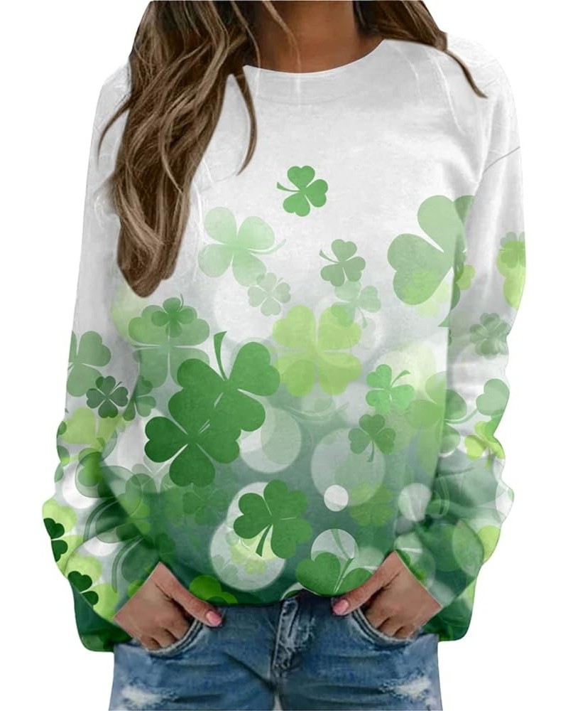 St Patricks Day Shirt Women Long Sleeve Pullover Tops Loose Fit Casual Tuncis Crewneck Sweatshirt Tees Blouses J-02-mint Gree...