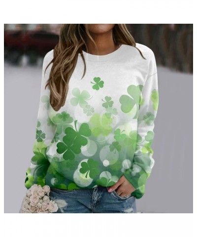 St Patricks Day Shirt Women Long Sleeve Pullover Tops Loose Fit Casual Tuncis Crewneck Sweatshirt Tees Blouses J-02-mint Gree...