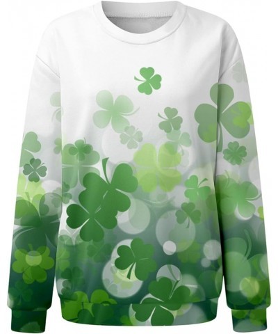 St Patricks Day Shirt Women Long Sleeve Pullover Tops Loose Fit Casual Tuncis Crewneck Sweatshirt Tees Blouses J-02-mint Gree...