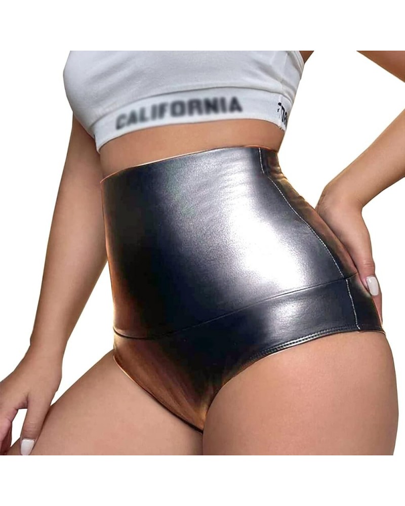 Women's Sexy Tight Faux Leather Shorts High Waisted Disco Short Hot Pants Club,Pink,M Medium Silver $11.56 Shorts