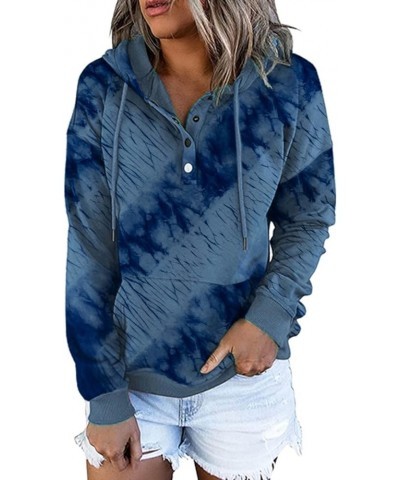 Hoodie for Women 2024 Simple Crewneck Sweatshirt Drawstring Loose Pullover 1/4 Zip Pullover Tops with Pockets 03_blue $10.06 ...