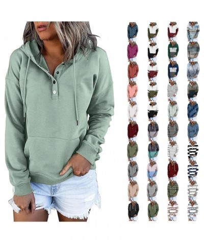 Hoodie for Women 2024 Simple Crewneck Sweatshirt Drawstring Loose Pullover 1/4 Zip Pullover Tops with Pockets 03_blue $10.06 ...