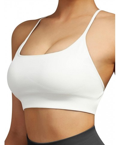 Womens Strappy Sports Bra Padded Criss Cross Back Sexy Workout Yoga Bra 006 White $12.64 Lingerie