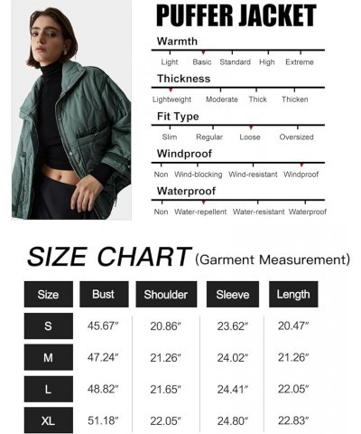 Women's Cropped Puffer Thickened Coat Winter Long Sleeve Zip Puff Quilted Winter Jacket with Warm Collar Dark Green-3 $33.20 ...