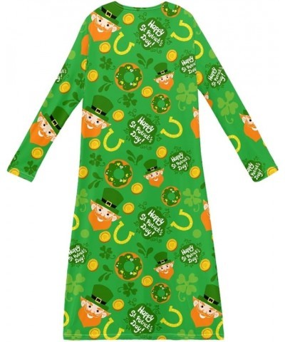 Women St. Patrick's Day Luck Shamrock Printed Open Front Long Sleeve Maxi Cardigans Outwear Saint Patrick $13.20 Sweaters