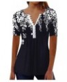 Summer Tops for Women 2024 Floral Tshirts Shirts V Neck Button Down Blouse Short Sleeve Oversized Tshirts S-5XL A36 Black $4....