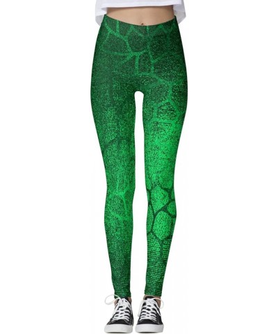 Green Womens Leggings for Saint Patrick's Day Festival and Parties Workout Pants Irish Clover Printed Pant Yoga Tights Z-st P...