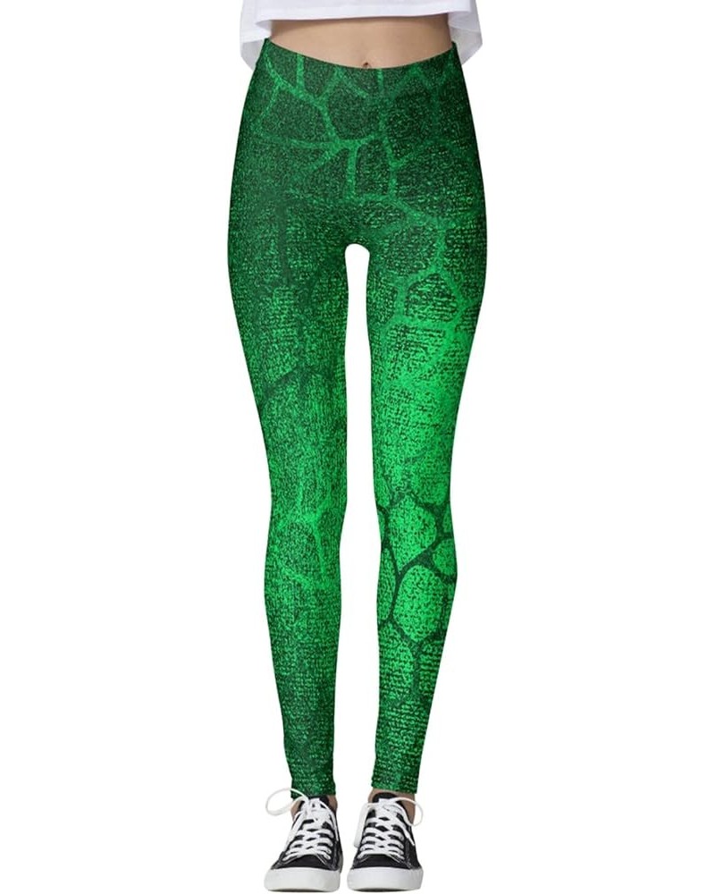 Green Womens Leggings for Saint Patrick's Day Festival and Parties Workout Pants Irish Clover Printed Pant Yoga Tights Z-st P...